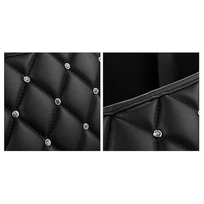 Bling Rhinestones Car Trash Can, Car Seat Back Organizer Trash Bag Auto Garbage Can Hanging Container Waste-Basket - Black