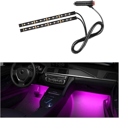 Car LED Strip Light, 24 LEDs RGB Neon Interior Atmosphere Lights, 12V Under Dash Ambient Night Light, Cigarette Lighter Auto Interior Decorative Lamp, Car Accessories (Pink Purple)