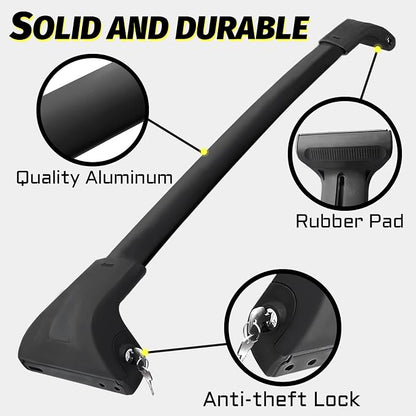 Gdydi 220lbs Car Roof Rack Cross Bars Compatible with 2016-2022 Honda Pilot (for Side Rails), Aluminum Lockable Roof Cross Bars for Kayak Bike Rooftop Cargo Carrier Bag Basket Luggage