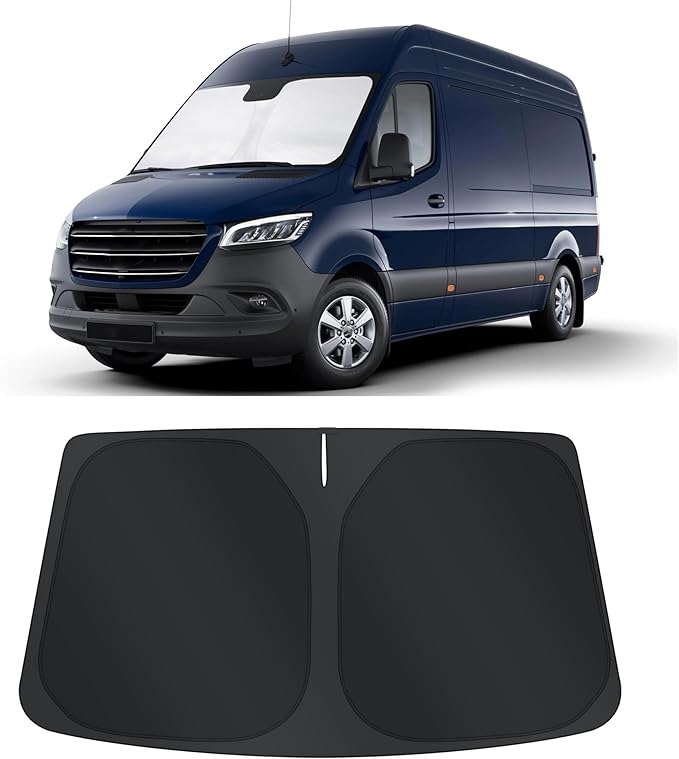 TINGLU Sun Shade for Mercedes Benz Sprinter Freightliner Cargo Crew Passenger Motorhome 2007-2024 2025 Accessories Windshield Sun Shade Window Shade UV Rays Protection Sun Visor Cover