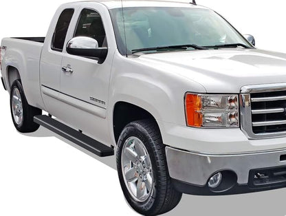 APS Running Boards (Side Steps Bars) Compatible with Chevy Silverado GMC Sierra 1500 2500 1999-2013 Double Cab & 2500HD 3500 2001-2014 (Exclude CK Classic) (Stainless Steel Black Powder Coated 5in)