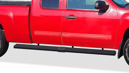 APS (Stainless Steel Black 6 inches Wheel to Wheel) Running Boards Nerf Bars Steps Compatible with Chevy Silverado GMC Sierra 1500 2500 1999-2013 Double Cab 6.5ft Bed & 2500HD 3500 2001-2014