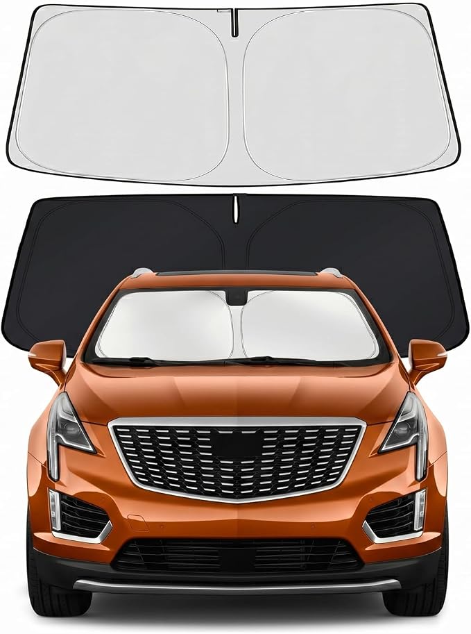 Custom Fit Windshield Sun Shade for Cadillac XT5 2017-2026 | Custom Fit, Double-Layer Heat Insulation, Reinforced Frame, No Sagging, Easy Fold & Storage