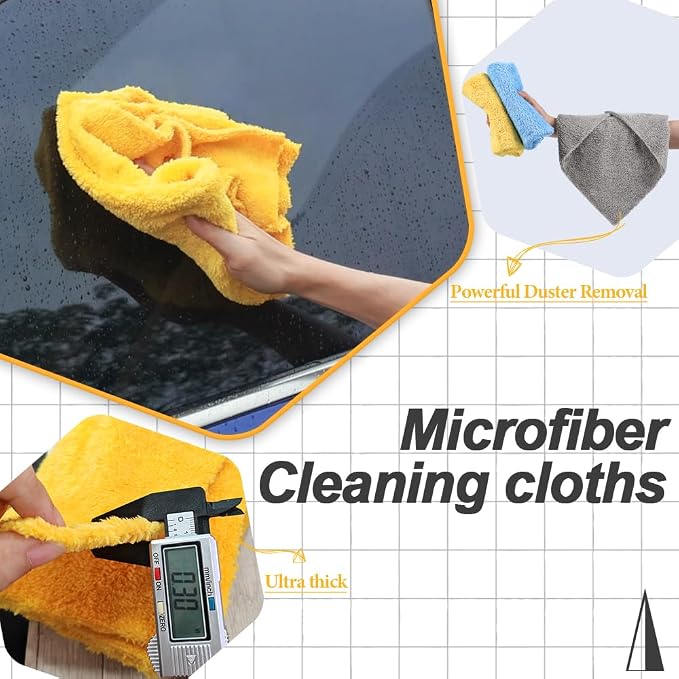 Car Wash Towels 16x16 - Coral Fleece, Yellow 6-Pack | 450gsm thick coral fleece. Highly absorbent, lint & scratch-free for auto detailing, washing, and home cleaning.