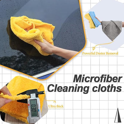 Car Wash Towels 16x16 - Coral Fleece, Yellow 6-Pack | 450gsm thick coral fleece. Highly absorbent, lint & scratch-free for auto detailing, washing, and home cleaning.