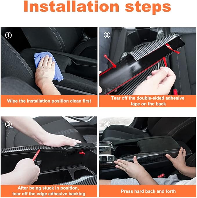 Center Console Armrest Box Panel Protect Decorate Covers Compatible with Honda Civic 10th Generation 2016-2021 Center Console Armrest Box Protective Cover Carbon Fiber Style (3PCS)