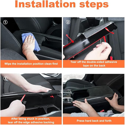 Center Console Armrest Box Panel Protect Decorate Covers Compatible with Honda Civic 10th Generation 2016-2021 Center Console Armrest Box Protective Cover Carbon Fiber Style (3PCS)