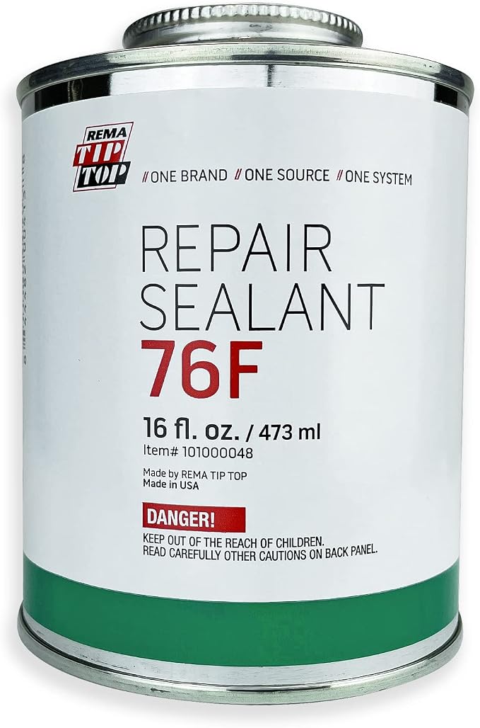 Rema TIP TOP 76F Innerliner Tire Repair Sealant, 16 oz Brush Cap Can, Professional Final Sealant for Tire Repair Areas