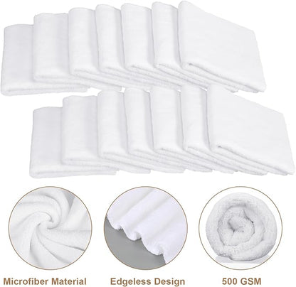 Shimeyao 30 Pcs Edgeless Microfiber Plush Towels for Cars Detailing Drying Wash Polishing Absorbent Cleaning Cloths, 500 GSM (16 x 16 Inch,White)