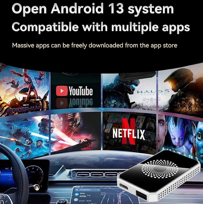 Autolink Pro 2026 Autolinkr Auto Linkr Pro Wireless Carplay 3in1 AI Box for Streaming Netflix/YouTube/TikTok,Watch Movies,Wireless Carplay Adapter Support USB Drive for iPhone 10+ & Android 13+