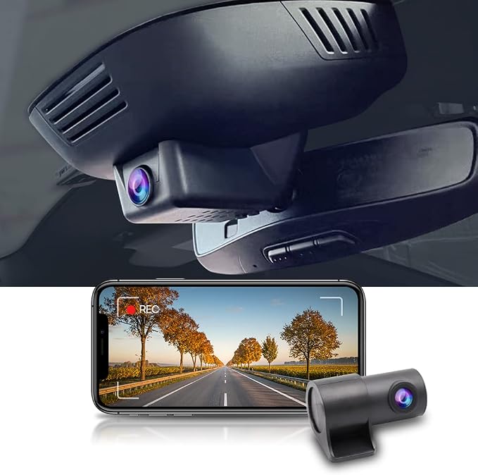 Fitcamx Front 4K+Rear 1080P Dash Cam Adapts for Volvo XC40 & XC40 Recharge B4 B5 T4 T5 P8 (Model B), OEM Look, Dual HD Video, Built-in WiFi & APP, Loop Recording, G-Sensor, Easy to Use, 128GB Card