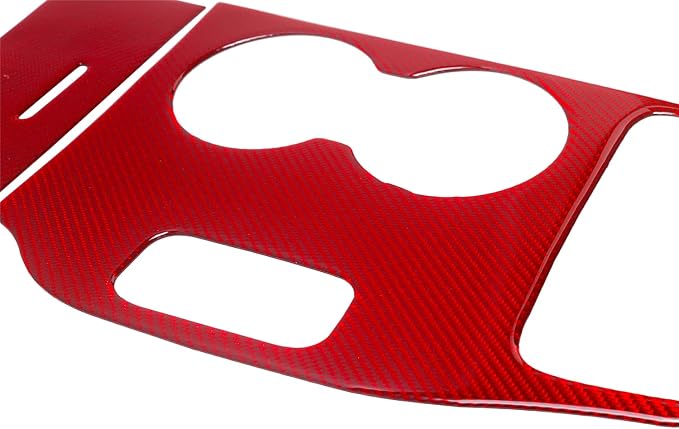 YOCTM Shift Panel Trim Cover for Jeep Grand Cherokee 2014-2015 | Red Carbon Fiber Gear Shift Bezel | Anti-Scratch Console Panel | Interior Accessories