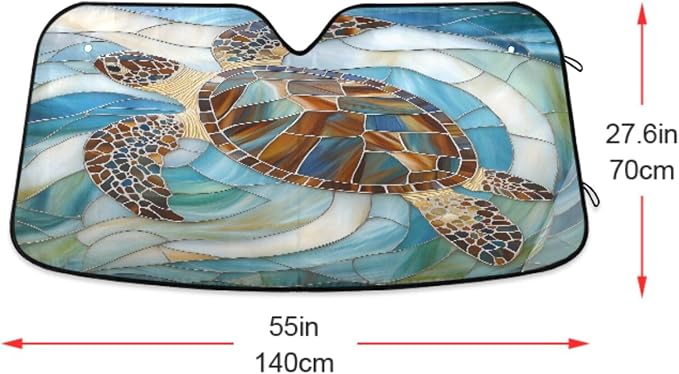 Sea Turtle Glass Ocean Windshield Sunshade Car Sun Shade Front Window Shade for Truck SUV Blocks UV Rays Sun Reflector Visor Protector Accordion Folding
