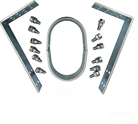 Universal Bolt-On Adjustable Driveshaft Safety Loop, White Zinc Steel, Heavy Duty Tail Shaft Loop Kit with Hardware