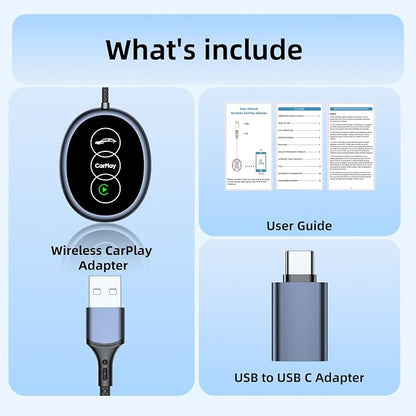 Wireless Carplay Adapter for iPhone Apple, 2026 Mini CarPlay Dongle, Plug & Play, No Delay, Convert Wired to Wireless Bluetooth Apple Carplay, with USB&USB-C, for iOS 10+ and 2016+ Cars,Silver