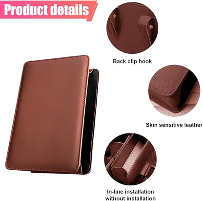 ZIMISI Car Trash Can, Leather Car Garbage Can with One Roll Trash Bag, Foldable Hanging Storage Container, Mini Trash Bin, Vehicle Garbage Organizer Holder for Door Side, Back Seat (Saddle Brown)
