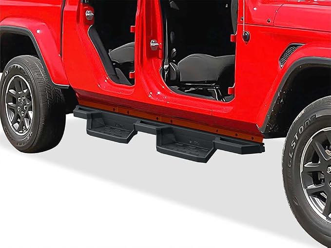 APS Stainless Steel Pocket Steps Running Boards Side Bars Compatible with Jeep Gladiator 2020-2026 Crew Cab