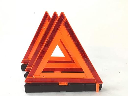 Roadside Safety Emergency Reflective Warning Triangles - 3 Pack with Storage Box