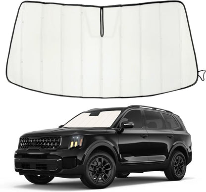 Windshield Sun Shade for Kia Telluride 2020-2025 2026, Front Window Visor Accessories, Folding Design Blocks Heat & UV Rays Maintain Cool Interior and Save Space