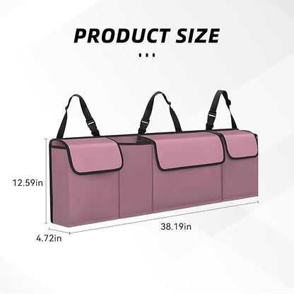 Car Trunk Organizer, Backseat Hanging Large Storage with Adjustable Straps,Waterproof PVC Collapsible Cargo Bag, Car Interior Accessories for Auto SUV MPV (Pink)