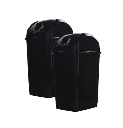 Superio Medium Trash Can with Lid 4.5 Gallon Plastic Swing Top Garbage Can Slim Waste Bin for Under Sink/Cabinet, Laundry Room, Kitchen, Office, Bedroom, Bathroom, College Dorm, 18 Qt, Black, 2