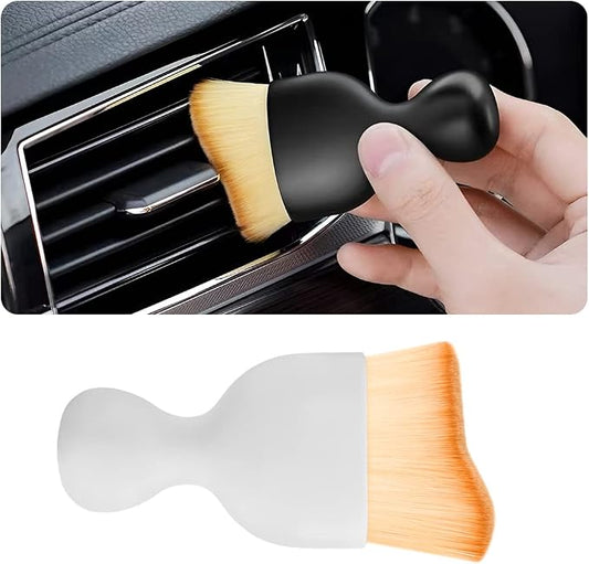Blilo Car Interior Detailing Brush, Auto Soft Hair Cleaning Brushes, Curved Dirt Dust Collectors, Removal Tool for Dashboard Air Conditioner Vents Leather, Scratch Free (White/1PCS)