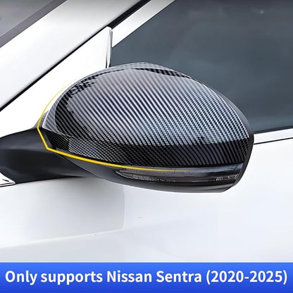 Chrome Carbon Fiber Car Side Door Mirror Trim Cover for Nissan Sentra 2020 2021 2022 2023 2024 2025 Auto Exterior Decorations Accessories Rearview Anti Scratch Protection Panel