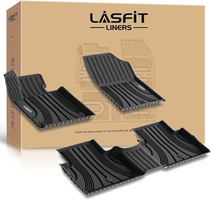LASFIT Floor Mats for Hyundai Santa Fe 2021 2022 2023 (Only Fit Gas, Not Fit Hybrid or PHEV), All Weather TPE Custom Fit Car Floor Liners 1st & 2nd Row Mats Accessories, Black