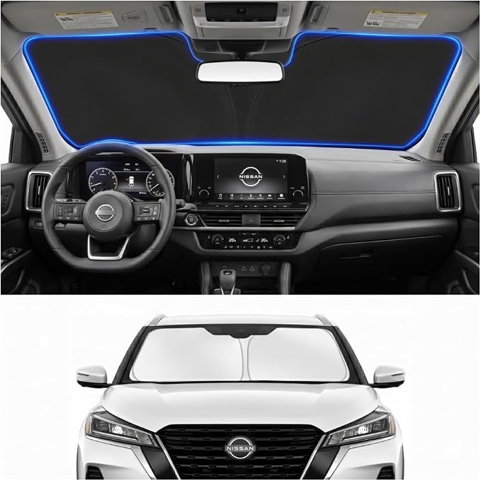 Custom Fit Windshield Sun Shade for Nissan Kicks 2025-2026 | Perfect Vehicle Fit, Cooler Interior, Blocks UV Rays, Stronger Frame, Easy Fold & Store