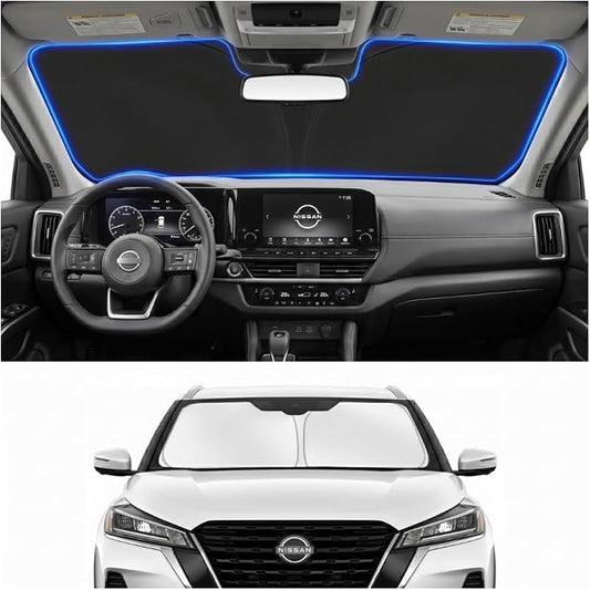 Custom Fit Windshield Sun Shade for Nissan Kicks 2025-2026 | Perfect Vehicle Fit, Cooler Interior, Blocks UV Rays, Stronger Frame, Easy Fold & Store