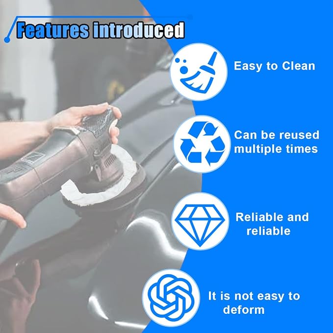 6PCS 7 Inch Car Wool Polishing Pad, Buffing Pad with Drawstring for Car Waxing & Cleaning, Polishing Bonnet for Vehicle, Glass, Furniture, Auto Polisher Pad Kit for Drill Buffer