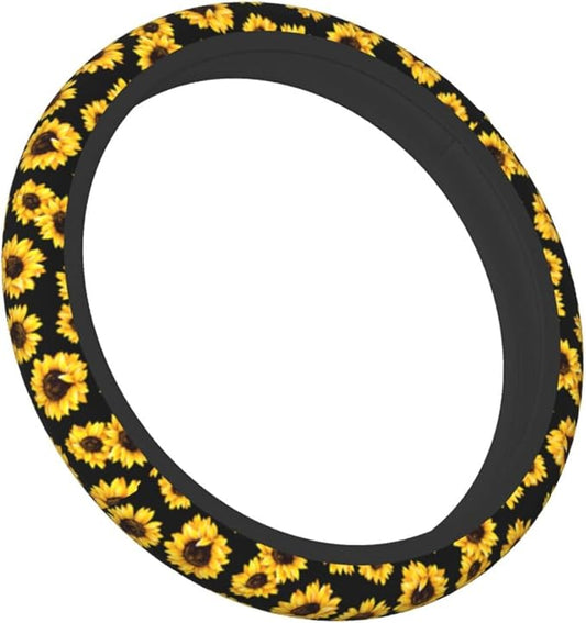 Steering Wheel Cover Sunflower Steering Wheel Cover Car Accessories Universal 15 Inch Neoprene Auto Interior Decor Anti Slip Sweat Absorption Car Protector for Women Girls Adults