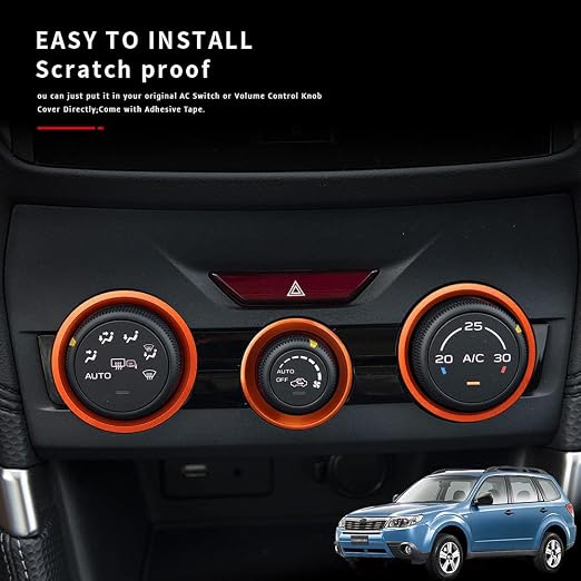 Auovo AC Climate Control Knob Outer Ring Covers Accessories for Forester 2019-2024 Crosstrek 2018-2023 Impreza 2017-2023 Interior for Car Air Condition Switch Control Trim (Red Orange)
