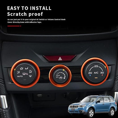 Auovo AC Climate Control Knob Outer Ring Covers Accessories for Forester 2019-2024 Crosstrek 2018-2023 Impreza 2017-2023 Interior for Car Air Condition Switch Control Trim (Red Orange)