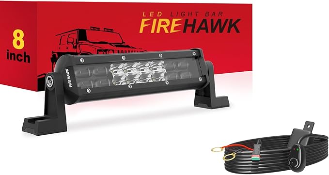 Firehawk LED Light Bar 8 Inch 30,000LM, 2026 New Japanese L-A-B Chips, Spot Flood Combo Beam, Driving Off Road Fog Work for Truck Pickup ATV UTV SUV Cart IP68 Waterproof with 12V Wiring Harness kit