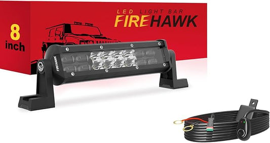 Firehawk LED Light Bar 8 Inch 30,000LM, 2026 New Japanese L-A-B Chips, Spot Flood Combo Beam, Driving Off Road Fog Work for Truck Pickup ATV UTV SUV Cart IP68 Waterproof with 12V Wiring Harness kit
