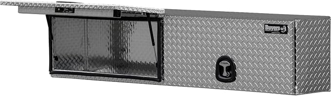 Buyers Products 1701351 Topsider Truck Tool Box, 16x13x72 Inch Diamond Tread Aluminum, Dual Flip-Up Doors, Locking Compression Latches, Weather Resistant, No-Drill Mount, Made in USA