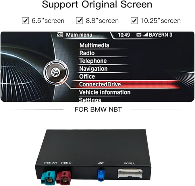 Wireless CarPlay/Android Auto Adapter for BMW NBT 3/4/5/6/7 Series X1/X3/X4/X5/X6 (2012-2016), Carplay Retrofit Decoder Module, Supports OEM Controls, Airplay Mirror Link, Navigation, Reverse Camera