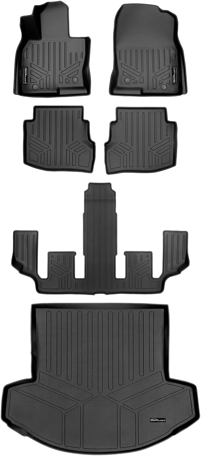 SMARTLINER 3 Row Floor Mats & Cargo Liner Behind 2nd Row Compatible with 2016-2023 Mazda CX9