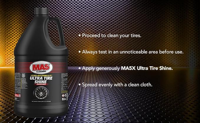 MA5X Ultra Tire Shine | Wet-Look Car Tire Shine Spray & Protectant | Tire Black Finish, No-Sling Formula, Professional Concentrated Shine | Gallon Refill | Pack of 1