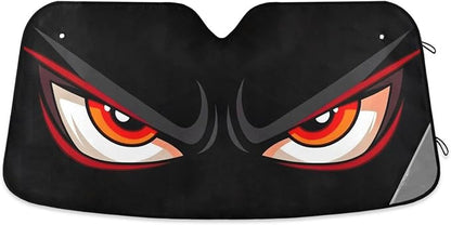 Cartoon Evil Red Eyes Windshield Sunshade Car Sun Shade Front Window Shade for Truck SUV Blocks UV Rays Sun Reflector Visor Protector Accordion Folding