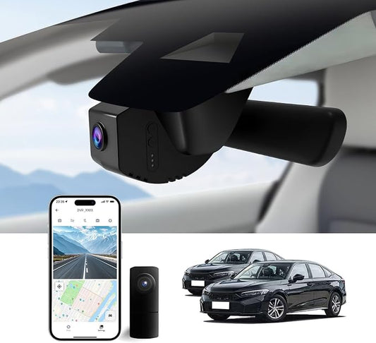 Dual Channel 4K & Rear 1080P Dash cam for Honda Civic 22-26(Black), Type R Sport LX EX Touring,Easy Installation,OEM-Style,Collision Detection,Loop Recording,WiFi & App,128G Card