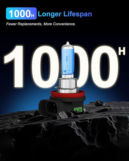 H11 Halogen Headlight Bulbs, Standard High Beam or Low Beam or Fog Light Bulb, DC 12V 55W 5000K,4000 Lumens,White Headlight Bulbs,Head Light Bulbs for Car,High Brightness Headlight Bulb, Pack of 2