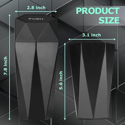 Car Trash Can with Lid, Leakproof Automotive Portable Trash Bin, Diamond Design Easy to Clean Plastic Desktops Dustbin Organizer for Car Home Office with 90pcs Trash Bags