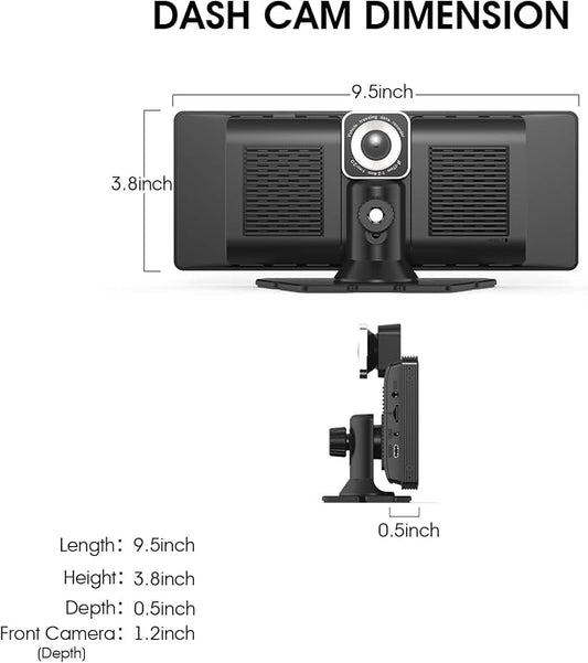Portable CarPlay Screen for Car 10.26" HD IPS Touchscreen with 4K Dash Cam Front and Rear, 1080P Backup Camera Wireless Carplay & Android Auto Car Audio Receivers