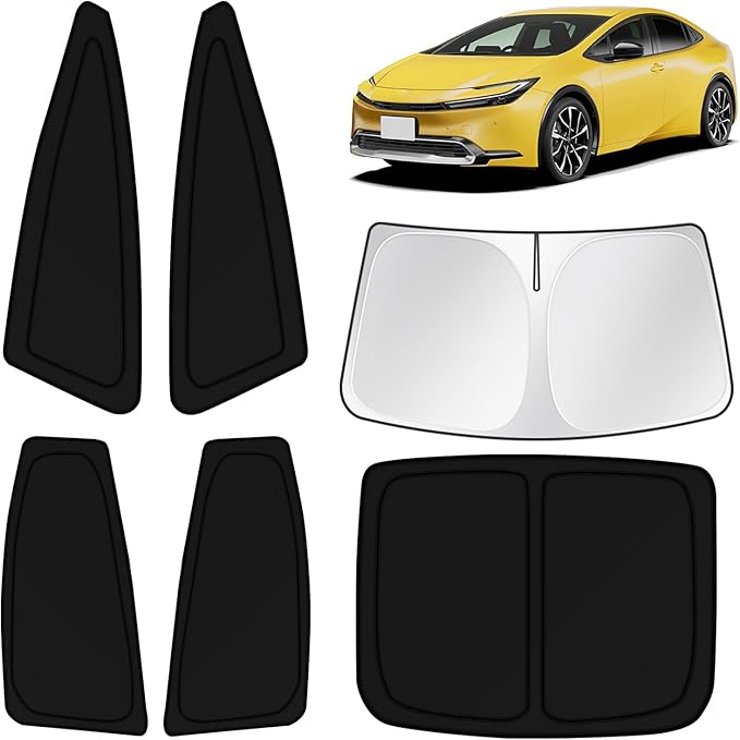 KUST Car Window Shades for Toyota Prius 2023 2024 2025 2026 Windshield Sun Shade Side Window Cover UV Block Privacy Protection Accessories for Camping Blackout Rear Back Full Set 6PCS