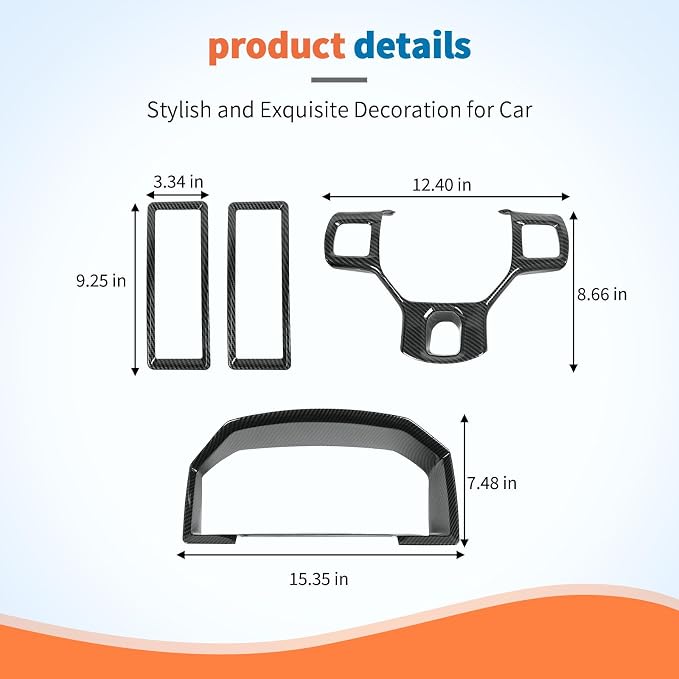 JeCar 4pcs Carbon Fiber Interior Trim Kit for 2010-2017 Dodge Ram 1500 Interior Accessories