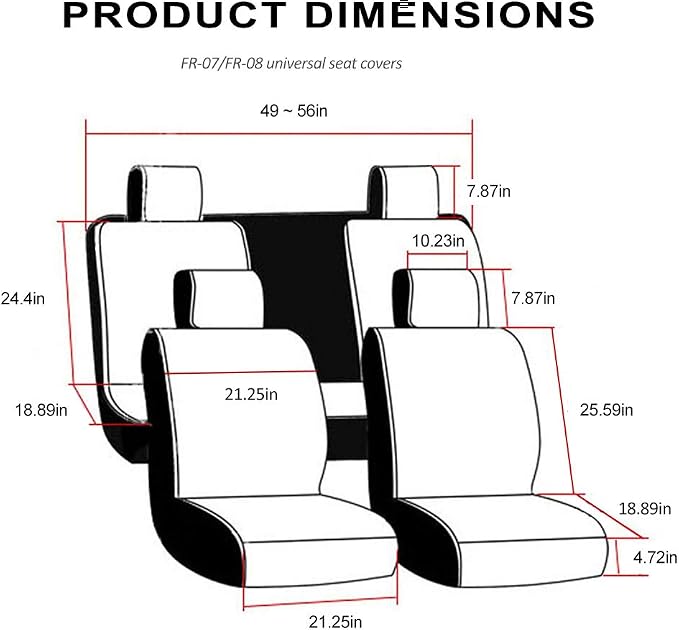 FREESOO Car Seat Covers Leather Seat Cover Full Set Automotive Seat Cover Protector Accessories Airbag Compatible Universal Fit for 5 Seats (Black Blue 8)