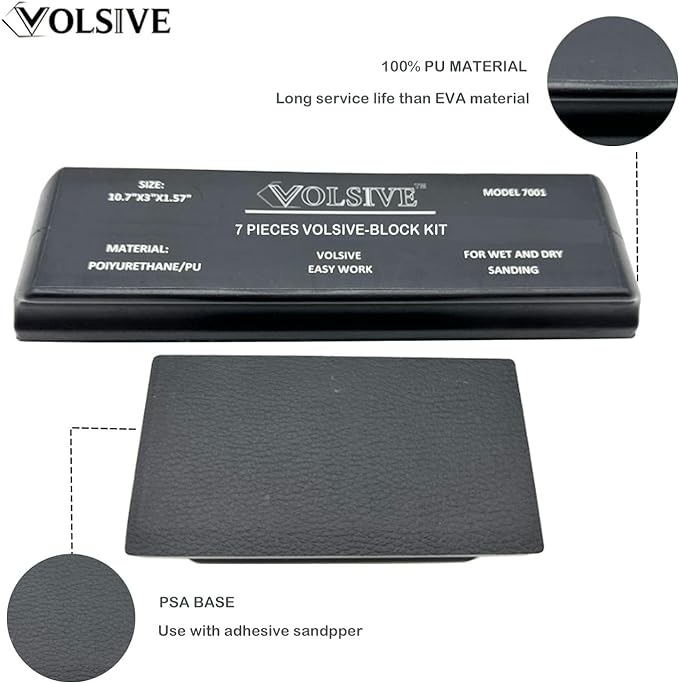PSA Sanding Block Kit of 7,Hand Abrasives Auto Body Sanding Block Set with 20pcs Self Adhesive Sandpaper Sheet,Flexible for Automotive Paint and Woodworking Sand Furniture