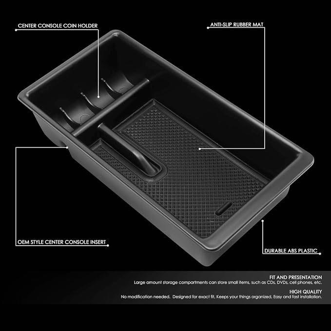 DNA Motoring Center Console Organizer Tray Compatible with 16-18 Tacoma, Armrest Storage Box, ZTL-Y-0017